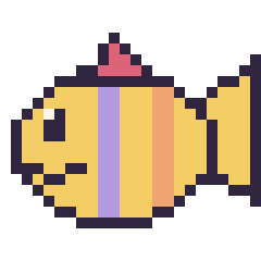 Pixel art Poisson tropical, grille 24 × 24