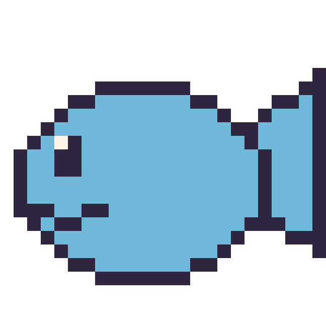 Modèle de pixel art Poisson sur une grille de 24 par 24 cases