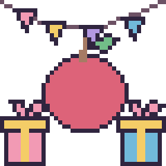 Pixel art Pomme pour un anniversaire, grille 40 × 40