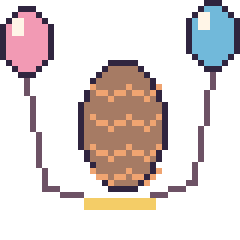 Pixel art Pomme de pin avec des ballons, grille 40 × 40