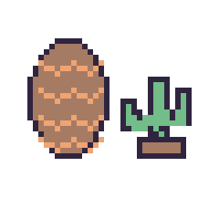 Pixel art Pomme de pin et Cactus kawaii 16 × 16, grille 40 × 40