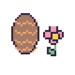 Pixel art Pomme de pin et Fleur simple 16 × 16, grille 40 × 40