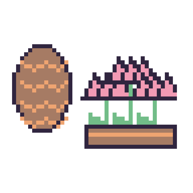 Modèle de pixel art Pomme de pin et Lotus en jardinière sur une grille de 48 par 48 cases