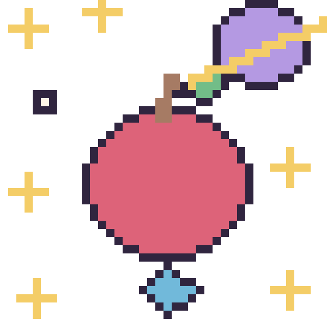 Modèle de pixel art Pomme dans l’espace sur une grille de 40 par 40 cases