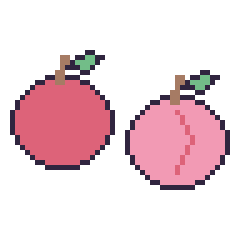 Pixel art Pomme et Pêche, grille 48 × 48
