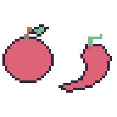 Pixel art Pomme et Piment, grille 48 × 48