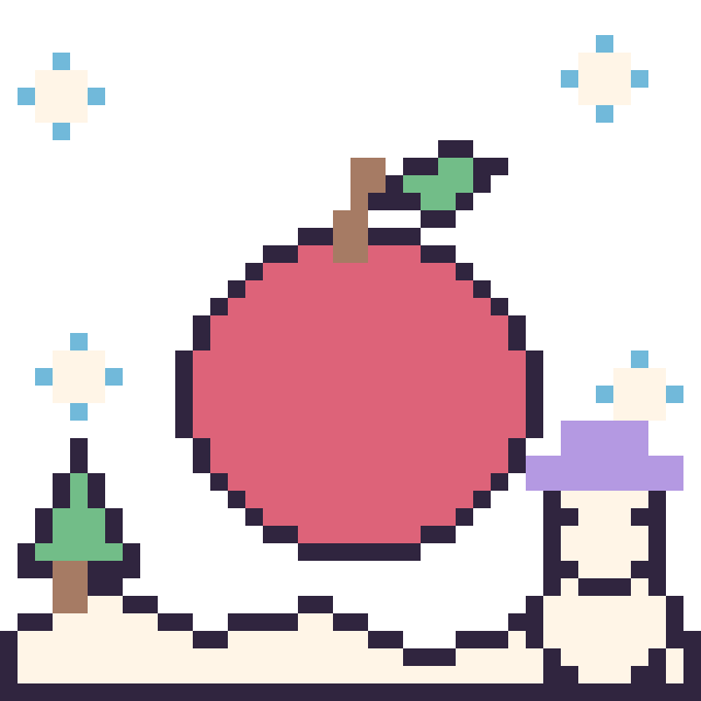 Modèle de pixel art Pomme en hiver sur une grille de 40 par 40 cases