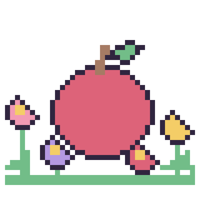 Modèle de pixel art Pomme dans le jardin sur une grille de 40 par 40 cases