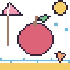 Pixel art Pomme à la plage, grille 40 × 40