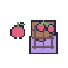 Pixel art Pomme simple 10 × 10 et Chocolat avec des cerises, grille 40 × 40