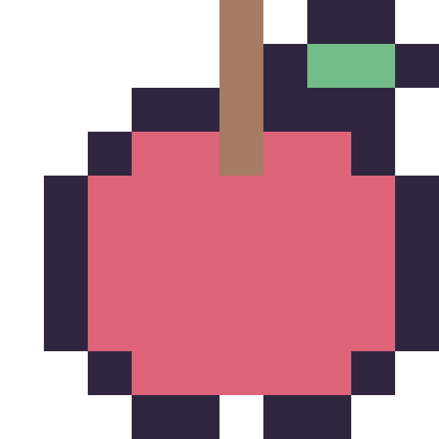 Modèle de pixel art Pomme simple 10 × 10 sur une grille de 10 par 10 cases