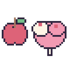 Pixel art Pomme simple 16 × 16 et Sucette double garniture, grille 40 × 40