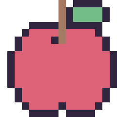 Pixel art Pomme simple 16 × 16, grille 16 × 16