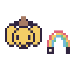Pixel art Pompompurin mini et Arc-en-ciel simple 10 × 10, grille 32 × 32