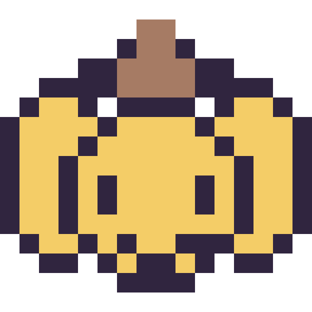 Modèle de pixel art Pompompurin mini 16 × 16 sur une grille de 16 par 16 cases