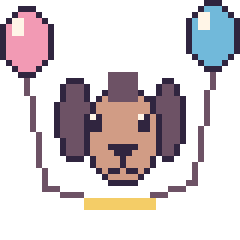 Pixel art Poney avec des ballons, grille 40 × 40