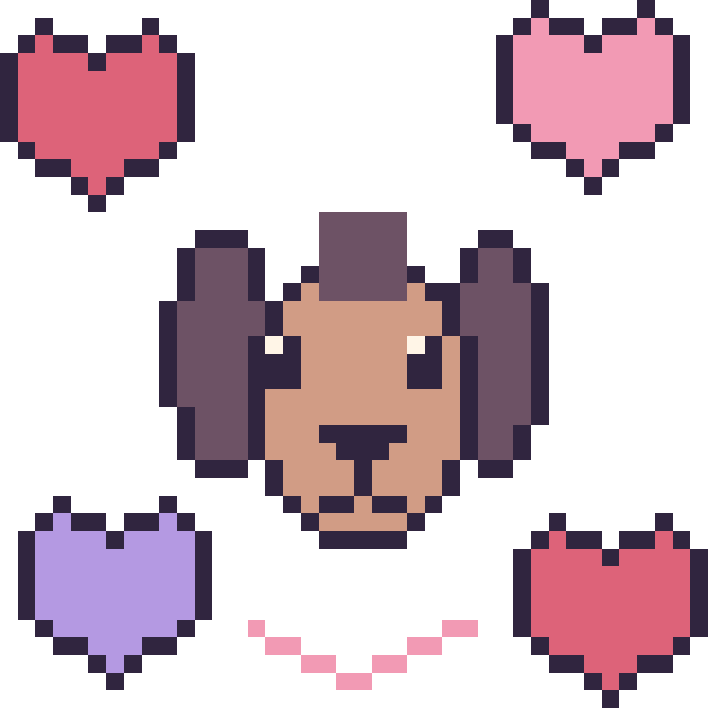 Modèle de pixel art Poney avec des cœurs sur une grille de 40 par 40 cases