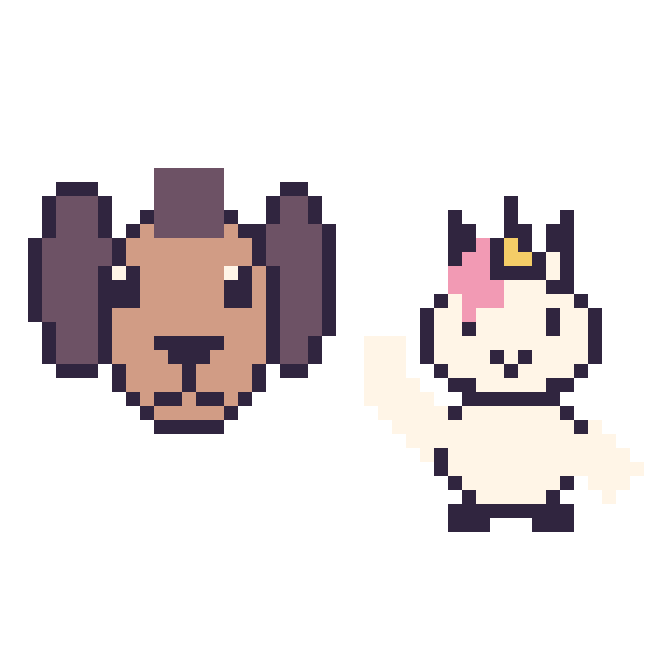 Modèle de pixel art Poney et Licorne qui fait coucou sur une grille de 48 par 48 cases