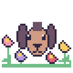 Pixel art Poney dans le jardin, grille 40 × 40