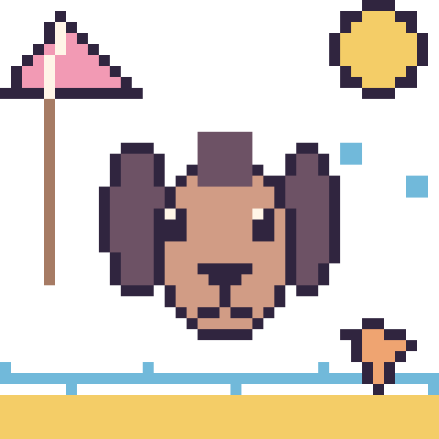 Modèle de pixel art Poney à la plage sur une grille de 40 par 40 cases