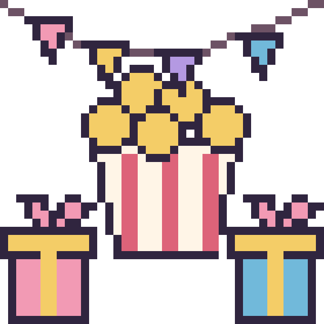 Modèle de pixel art Pop-corn pour un anniversaire sur une grille de 40 par 40 cases