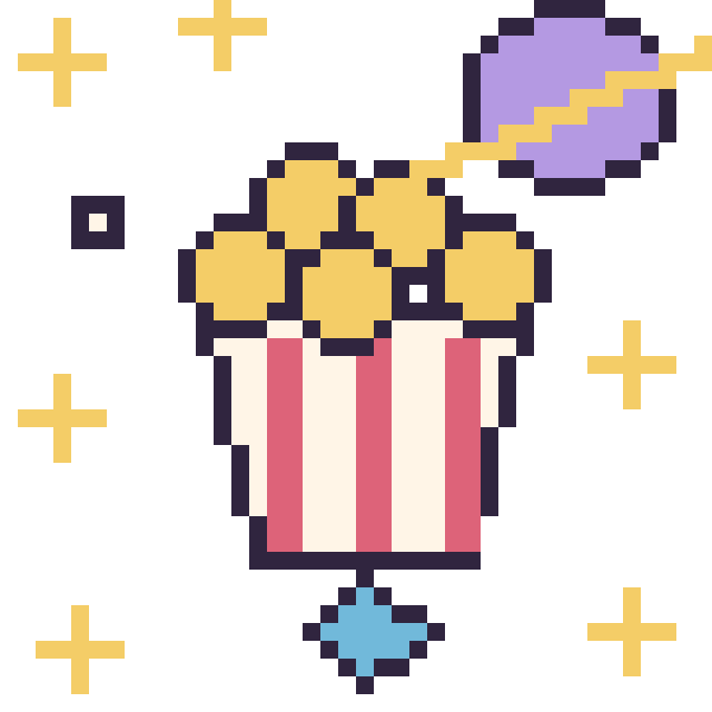 Modèle de pixel art Pop-corn dans l’espace sur une grille de 40 par 40 cases