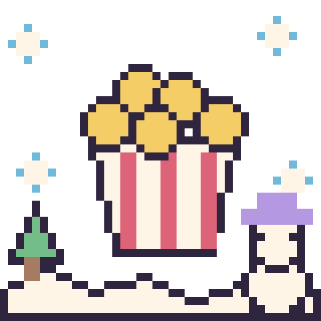Modèle de pixel art Pop-corn en hiver sur une grille de 40 par 40 cases