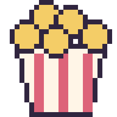 Pixel art Pop-corn, grille 24 × 24