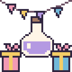 Pixel art Potion pour un anniversaire, grille 40 × 40