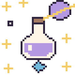Pixel art Potion dans l’espace, grille 40 × 40