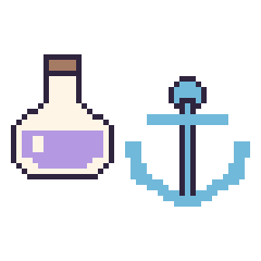 Pixel art Potion et Ancre, grille 48 × 48