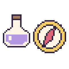 Pixel art Potion et Boussole, grille 48 × 48