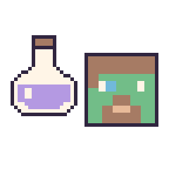Pixel art Potion et Zombie Minecraft, grille 48 × 48