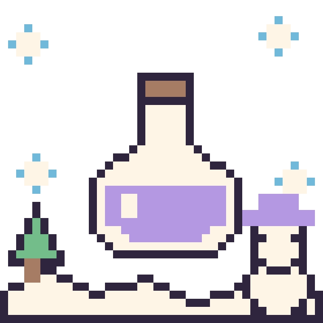 Modèle de pixel art Potion en hiver sur une grille de 40 par 40 cases