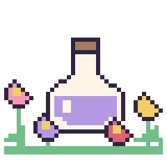 Pixel art Potion dans le jardin, grille 40 × 40
