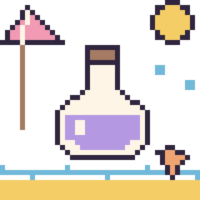 Modèle de pixel art Potion à la plage sur une grille de 40 par 40 cases