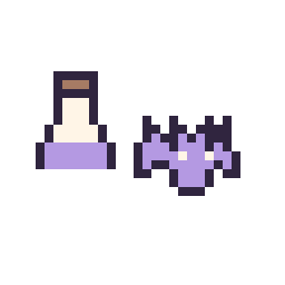 Pixel art Potion simple 12 × 12 et Chauve-souris simple 12 × 12, grille 32 × 32