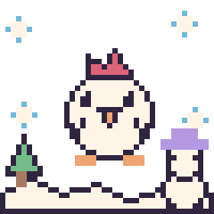 Pixel art Poule en hiver, grille 40 × 40