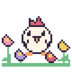 Pixel art Poule dans le jardin, grille 40 × 40