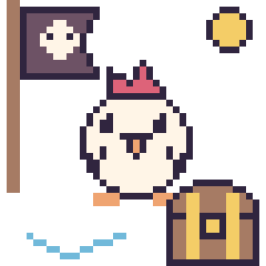 Pixel art Poule en aventure pirate, grille 40 × 40