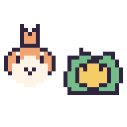 Pixel art Poussifeu mini et Nucléos mini, grille 32 × 32