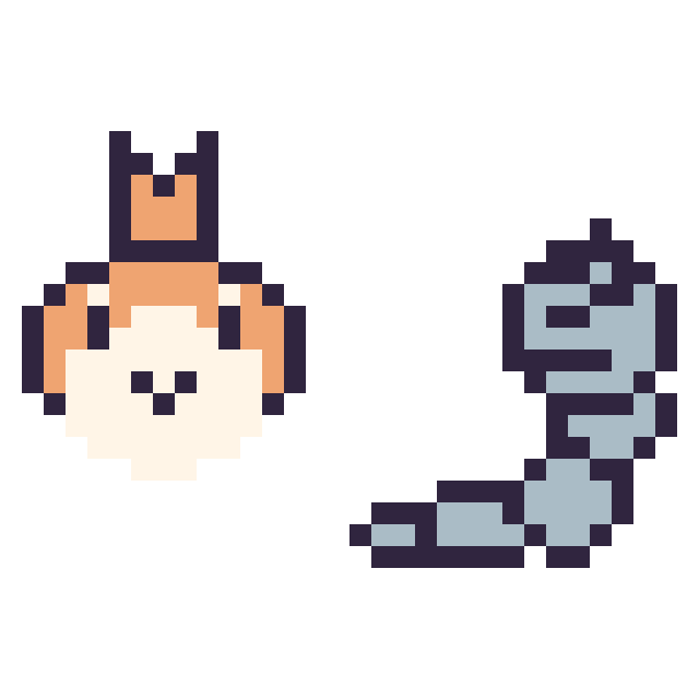 Modèle de pixel art Poussifeu mini et Onix mini sur une grille de 32 par 32 cases