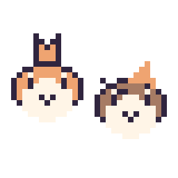 Pixel art Poussifeu mini et Roucool mini, grille 32 × 32