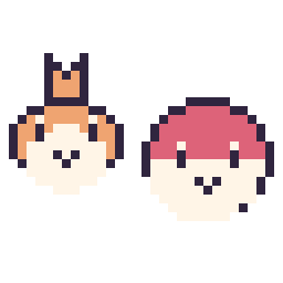 Pixel art Poussifeu mini et Voltorbe mini, grille 32 × 32