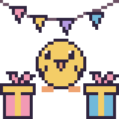 Pixel art Poussin pour un anniversaire, grille 40 × 40