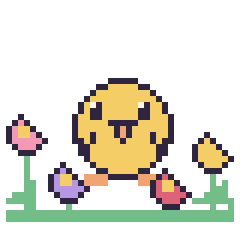 Pixel art Poussin dans le jardin, grille 40 × 40