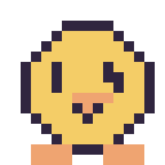Pixel art Poussin kawaii 16 × 16, grille 16 × 16