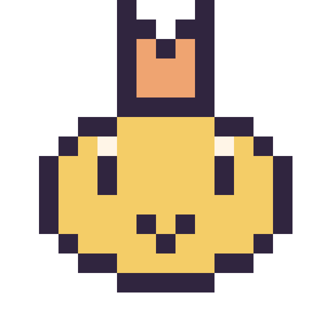 Modèle de pixel art Psykokwak mini 16 × 16 sur une grille de 16 par 16 cases