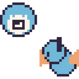 Pixel art Ptitard mini et Gobou mini, grille 32 × 32