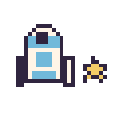 Pixel art R2-D2 mini et Étoile mini, grille 32 × 32